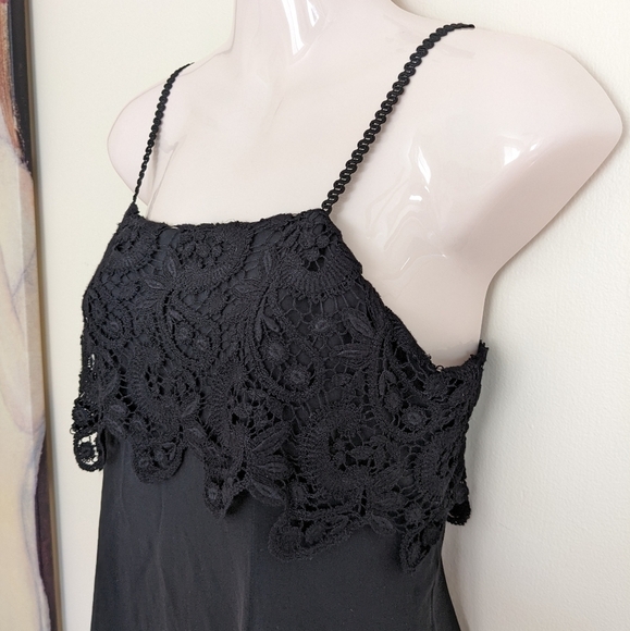 Vintage LAURA ASHLEY silk crochet lace maxi black dress 6 small - Picture 4 of 11